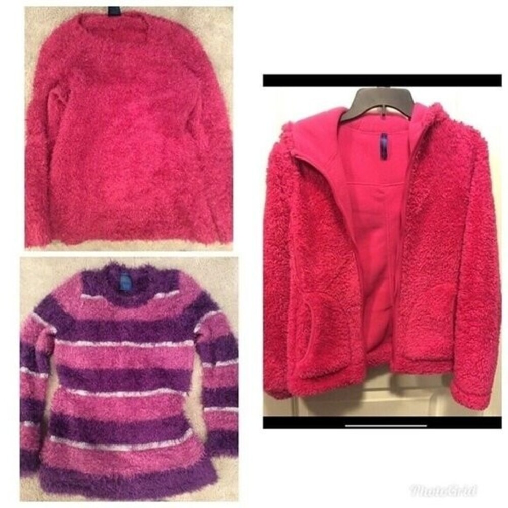 Falls Creek Fleece Zip Up Jacket & Sweaters - Pink / Purple Girls Size XL